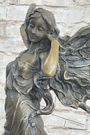 Fantasy Bronze Fairy Girl Sculpture Figure Signed Art