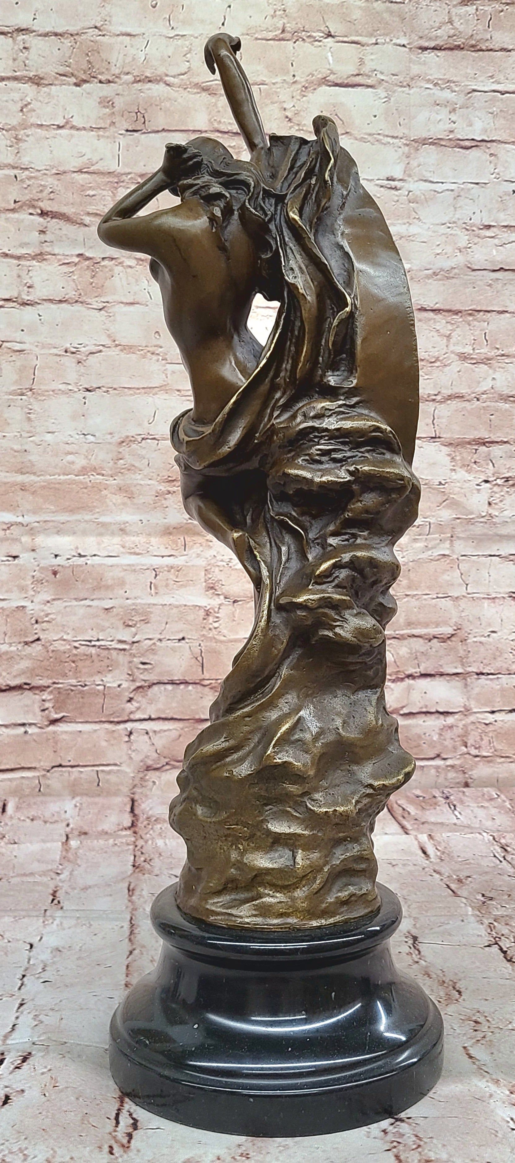 Art Nouveau Bronze Maiden on the Moon by Milo