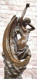 Art Nouveau Bronze Maiden on the Moon by Milo