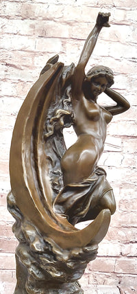 Art Nouveau Bronze Maiden on the Moon by Milo
