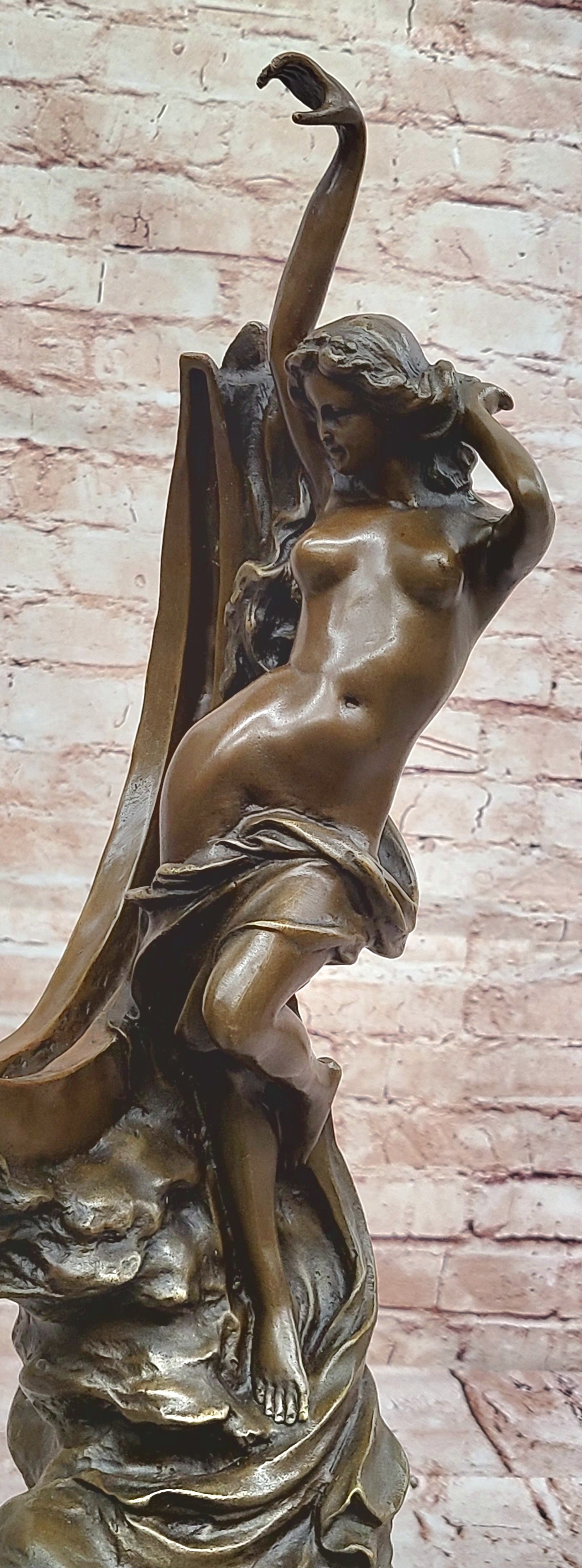Art Nouveau Bronze Maiden on the Moon by Milo
