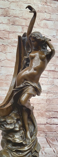 Art Nouveau Bronze Maiden on the Moon by Milo