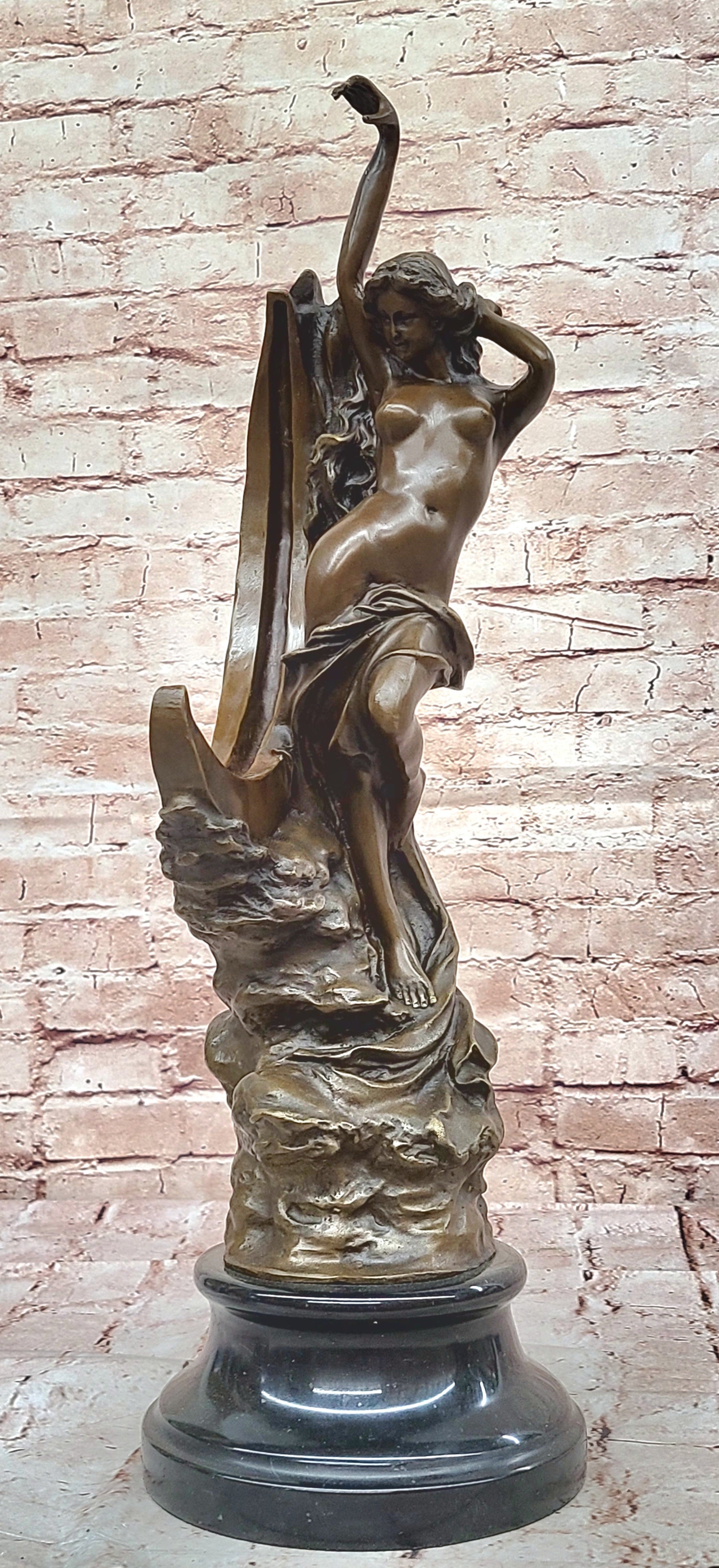 Art Nouveau Bronze Maiden on the Moon by Milo