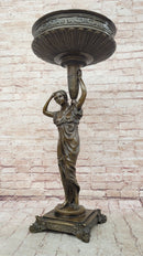 Genuine Bronze Classical Style Pedestal Figural Urn Planter