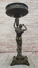 Genuine Bronze Classical Style Pedestal Figural Urn Planter
