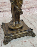 Genuine Bronze Classical Style Pedestal Figural Urn Planter