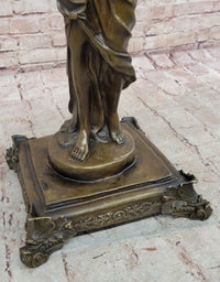 Genuine Bronze Classical Style Pedestal Figural Urn Planter