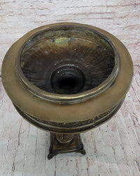 Genuine Bronze Classical Style Pedestal Figural Urn Planter