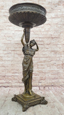 Art Nouveau Flowerpot Stand Bronze Luxury Figure