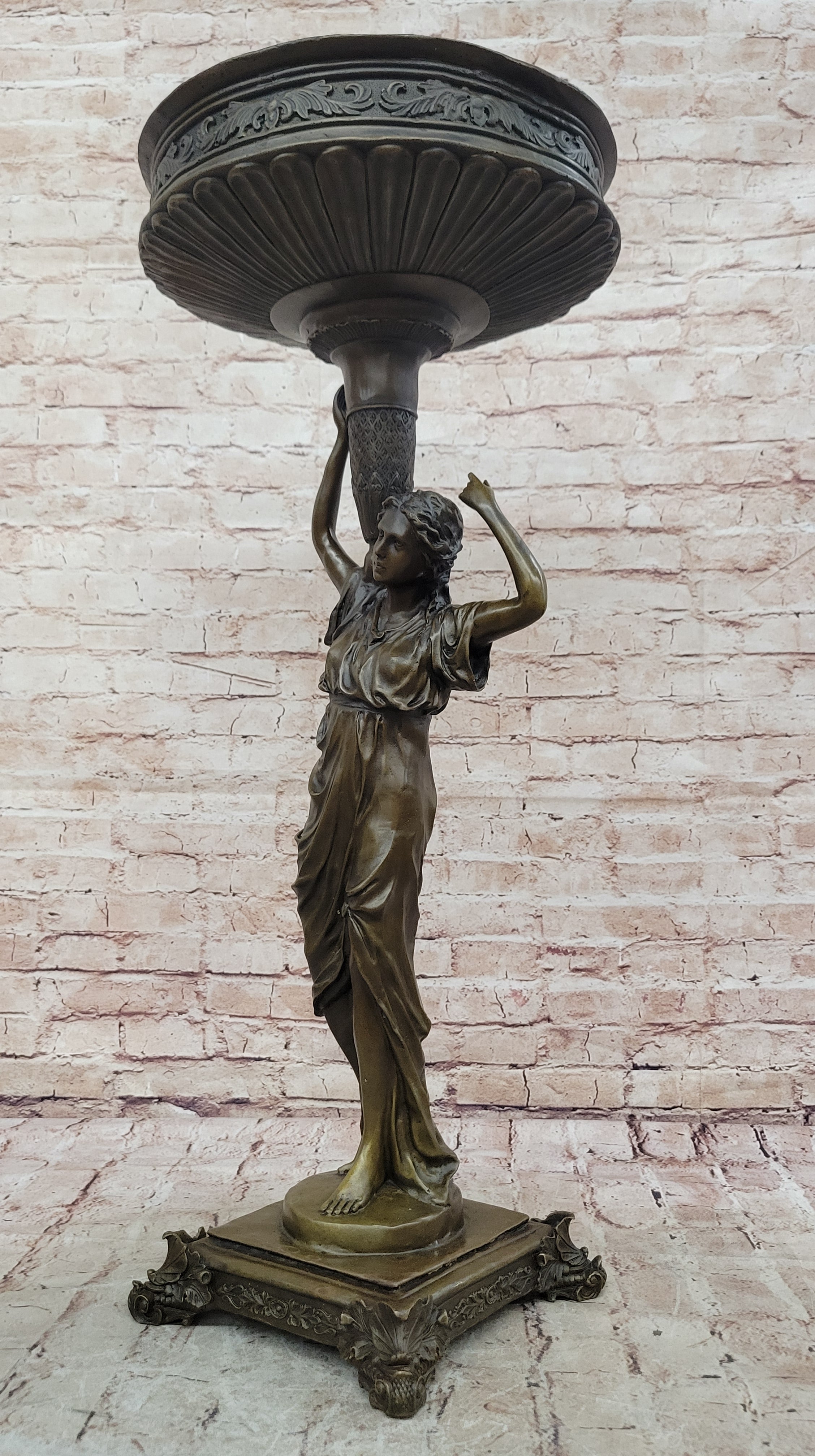 Art Nouveau Flowerpot Stand Bronze Luxury Figure