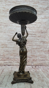 Art Nouveau Flowerpot Stand Bronze Luxury Figure