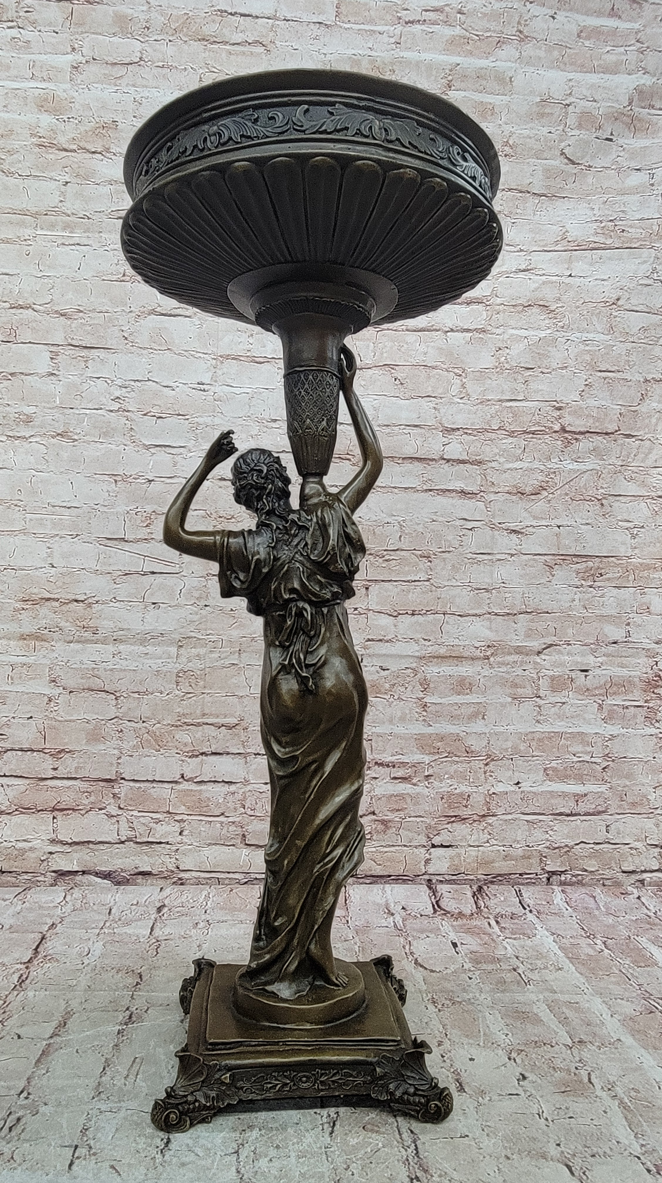 Art Nouveau Flowerpot Stand Bronze Luxury Figure