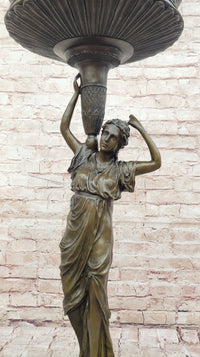 Art Nouveau Flowerpot Stand Bronze Luxury Figure