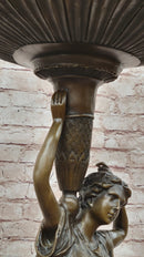 Art Nouveau Flowerpot Stand Bronze Luxury Figure