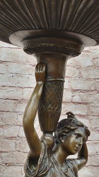 Art Nouveau Flowerpot Stand Bronze Luxury Figure