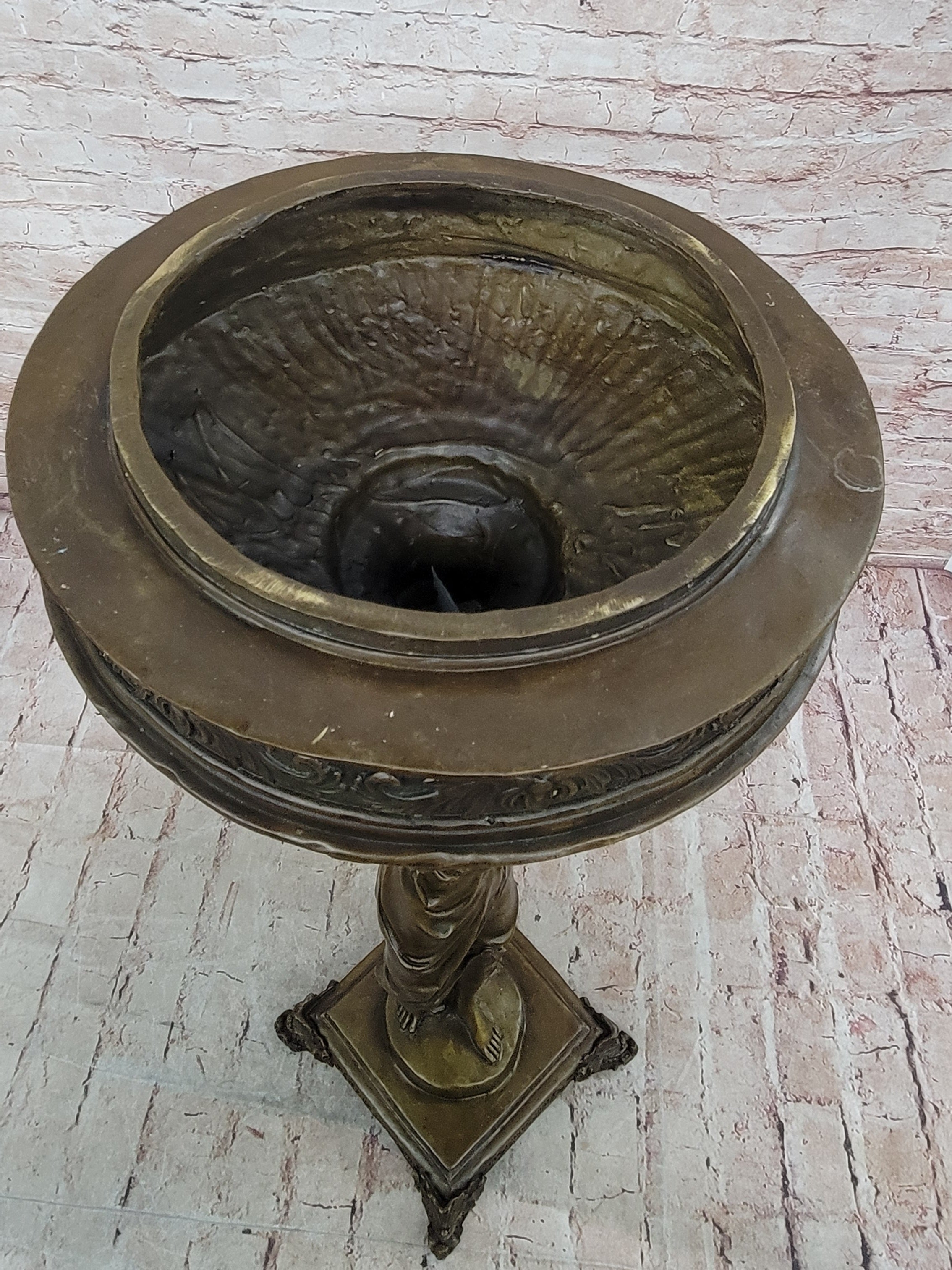 Art Nouveau Flowerpot Stand Bronze Luxury Figure