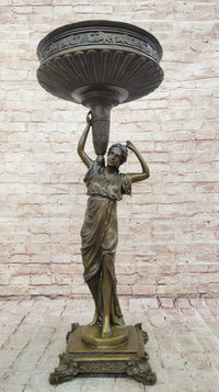 Art Nouveau Flowerpot Stand Bronze Luxury Figure