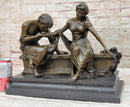 Lovers Romantic Couple Kissing Bronze Sculpture 14" x 16"