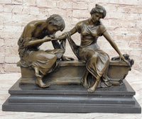 Lovers Romantic Couple Kissing Bronze Sculpture 14" x 16"