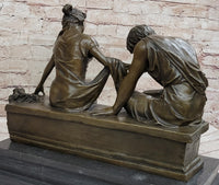 Lovers Romantic Couple Kissing Bronze Sculpture 14" x 16"
