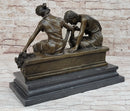Lovers Romantic Couple Kissing Bronze Sculpture 14" x 16"