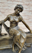 Lovers Romantic Couple Kissing Bronze Sculpture 14" x 16"