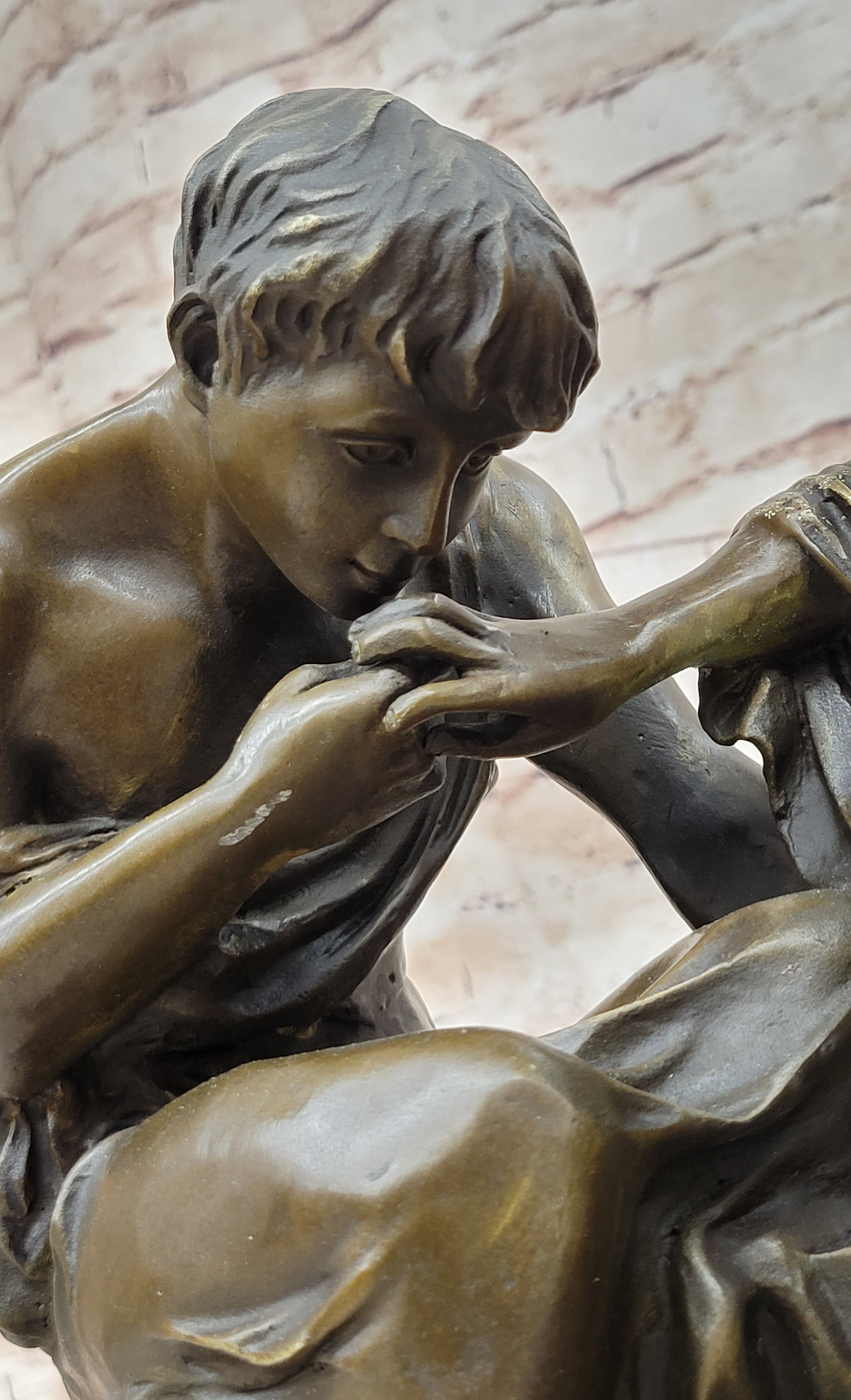 Lovers Romantic Couple Kissing Bronze Sculpture 14" x 16"