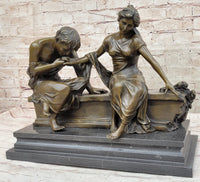 Lovers Romantic Couple Kissing Bronze Sculpture 14" x 16"