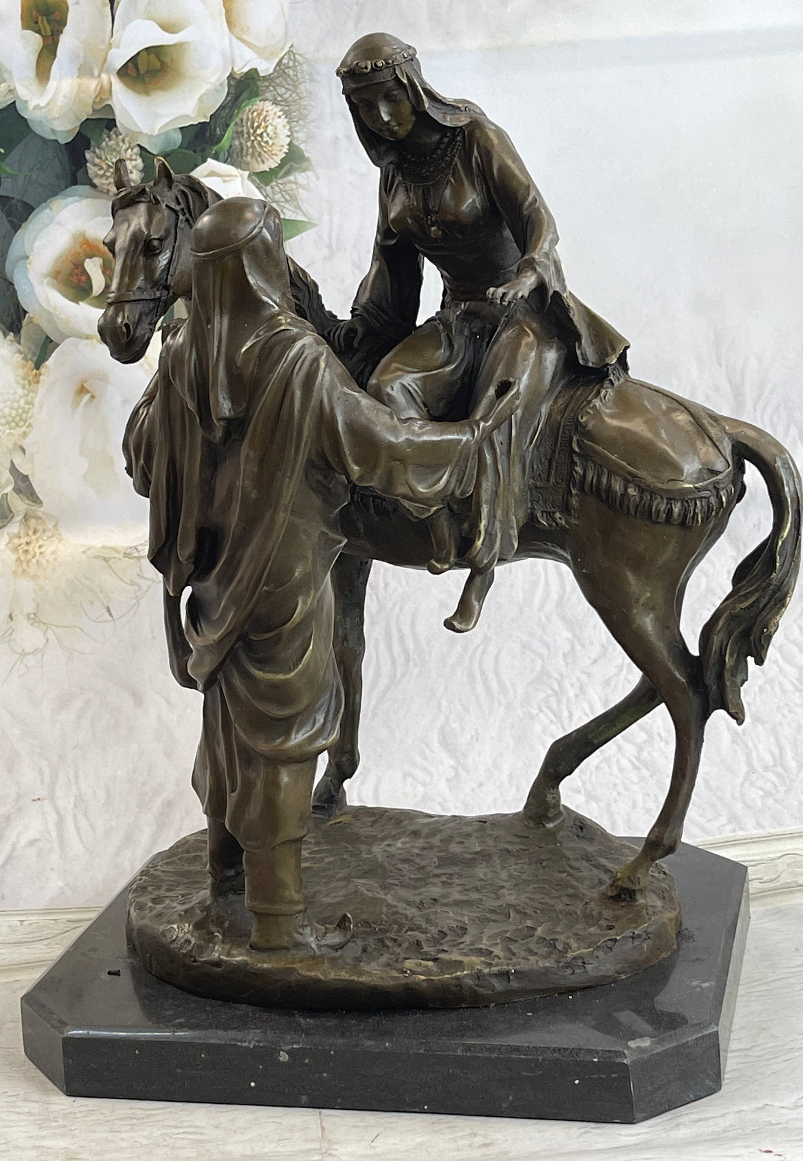 Orientalist Bronze – Arab Horseman and Lady on Horseback