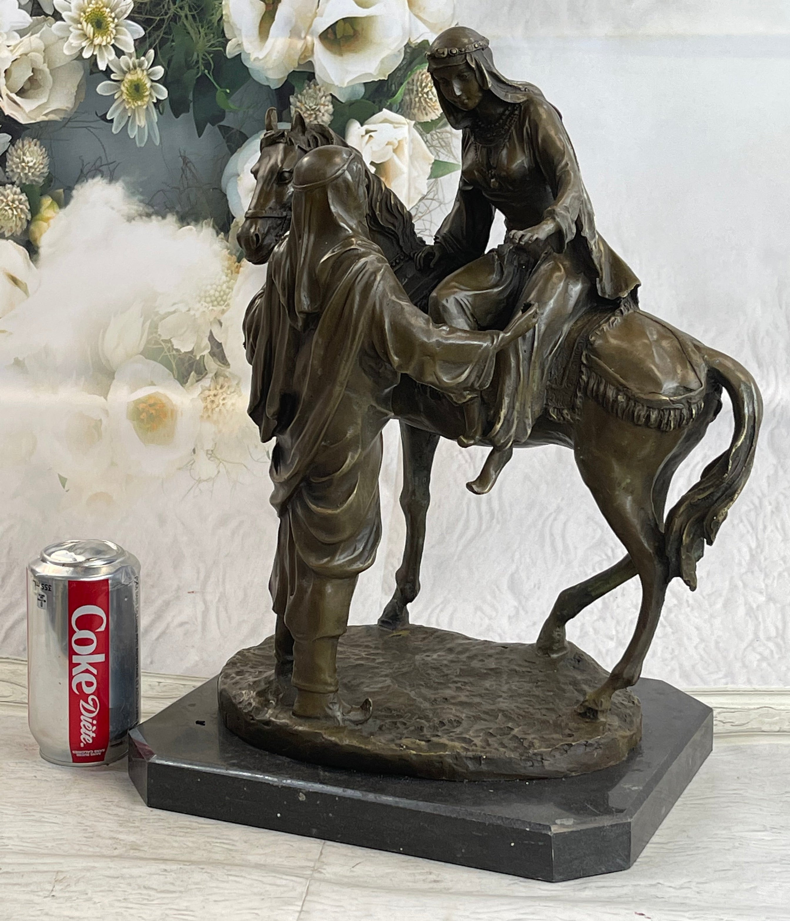 Orientalist Bronze – Arab Horseman and Lady on Horseback