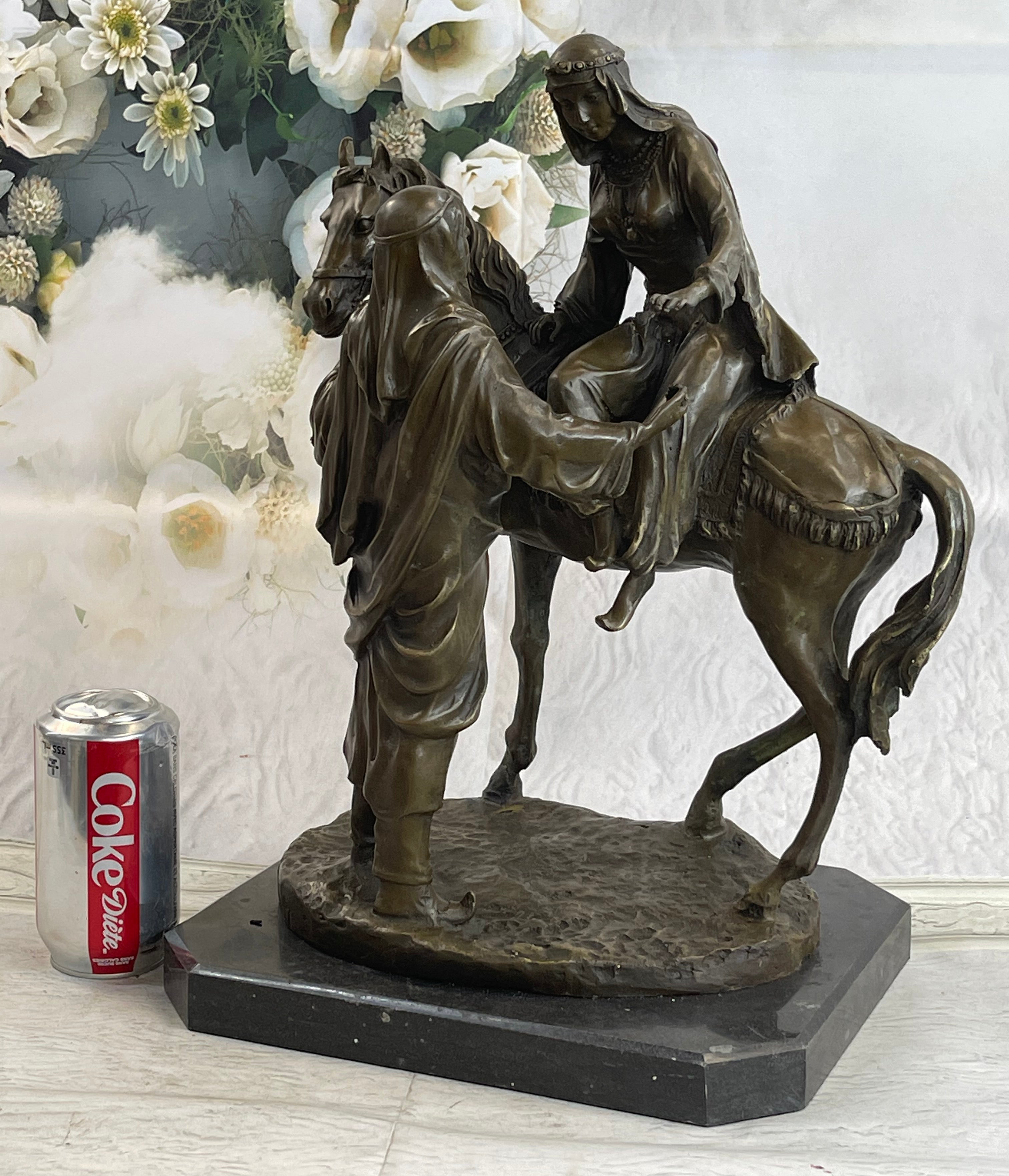 Orientalist Bronze – Arab Horseman and Lady on Horseback