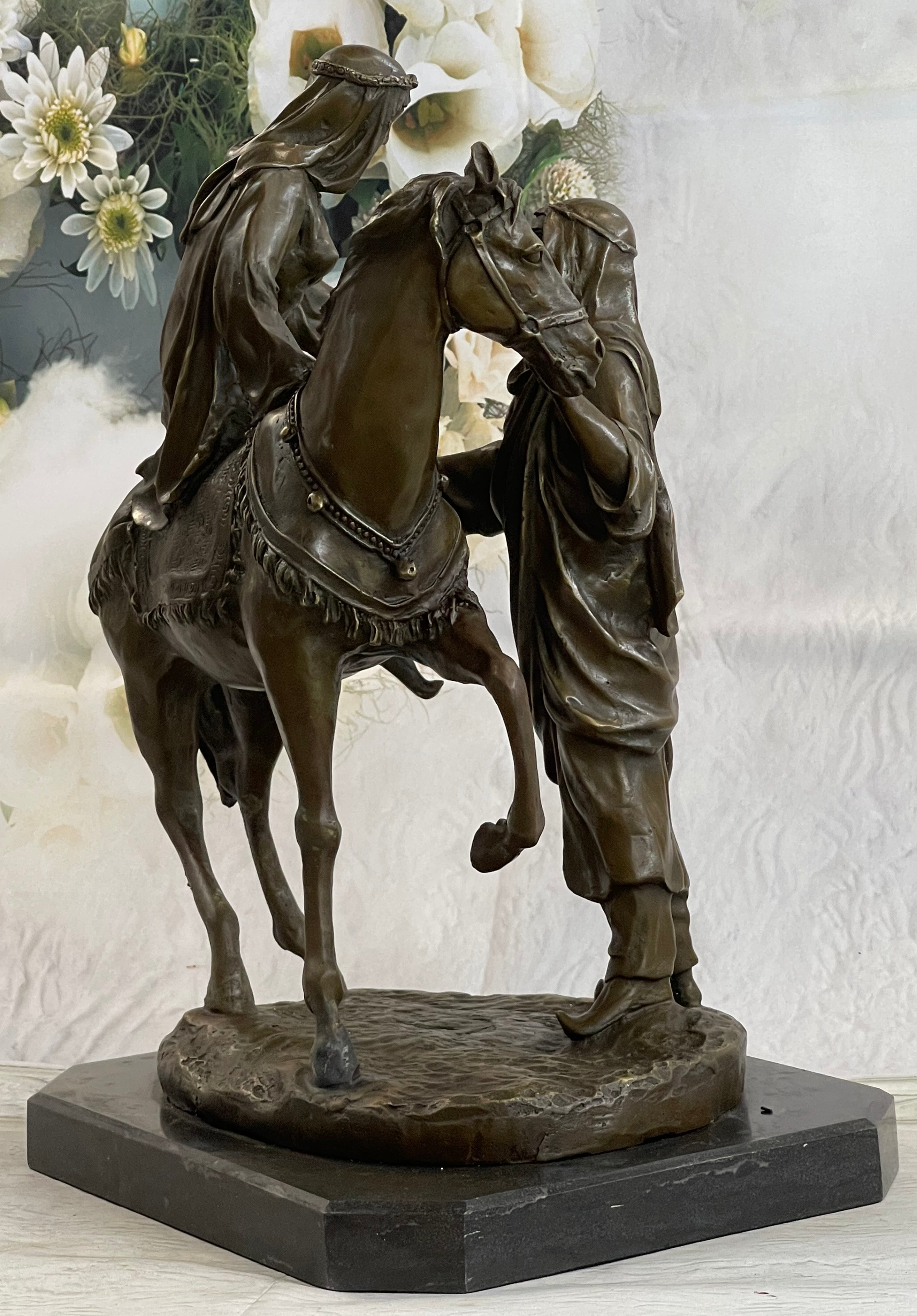 Orientalist Bronze – Arab Horseman and Lady on Horseback