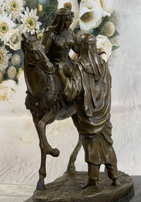 Orientalist Bronze – Arab Horseman and Lady on Horseback