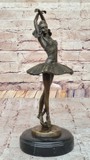 Ballerina Ballet Dancer 5th Position Bronze Sculpture Marble Base