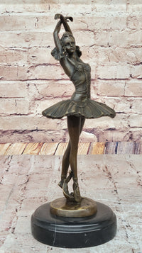 Ballerina Ballet Dancer 5th Position Bronze Sculpture Marble Base