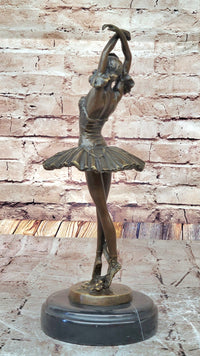 Ballerina Ballet Dancer 5th Position Bronze Sculpture Marble Base