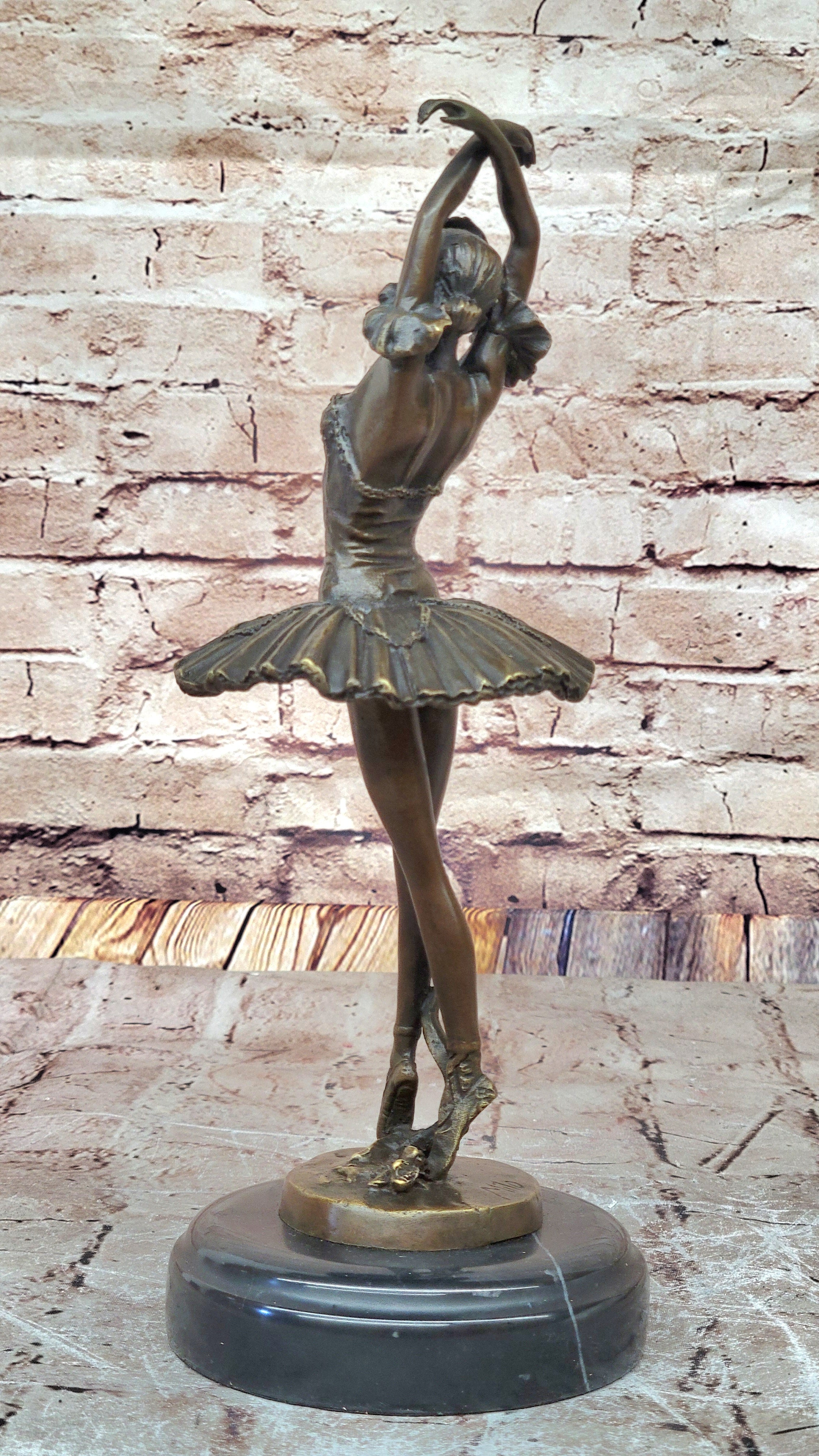 Ballerina Ballet Dancer 5th Position Bronze Sculpture Marble Base