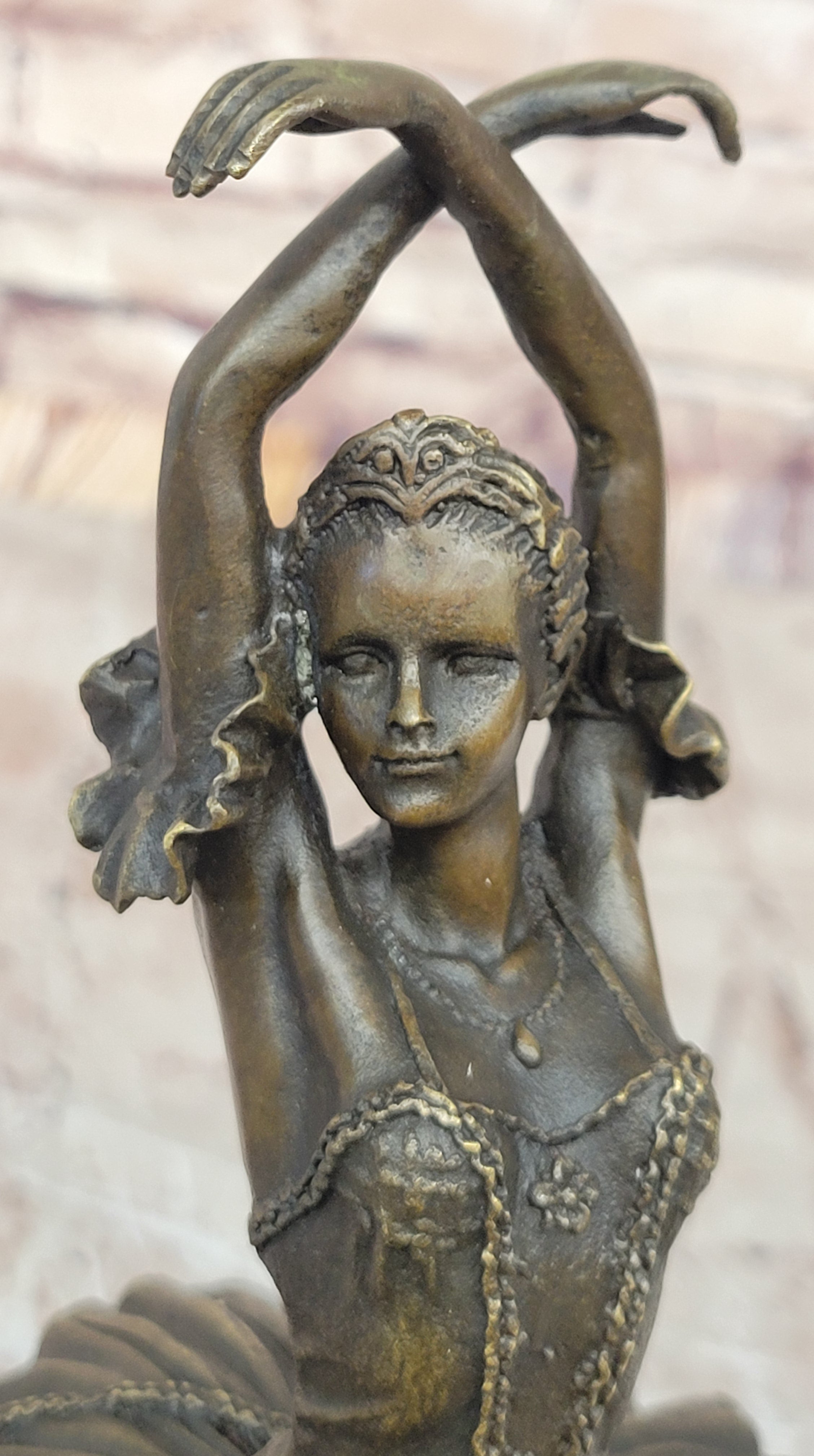 Ballerina Ballet Dancer 5th Position Bronze Sculpture Marble Base