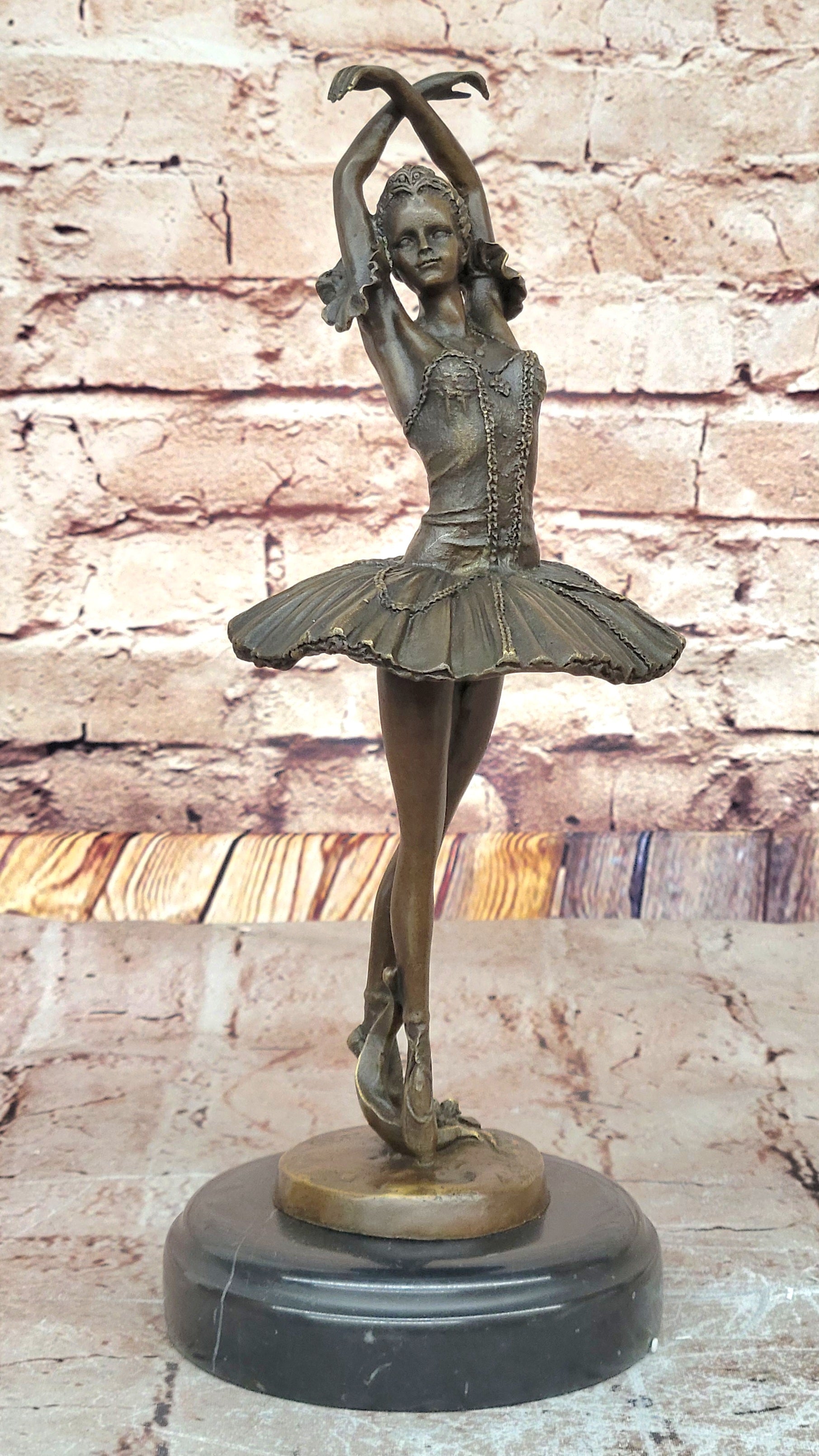 Ballerina Ballet Dancer 5th Position Bronze Sculpture Marble Base