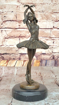 Ballerina Ballet Dancer 5th Position Bronze Sculpture Marble Base