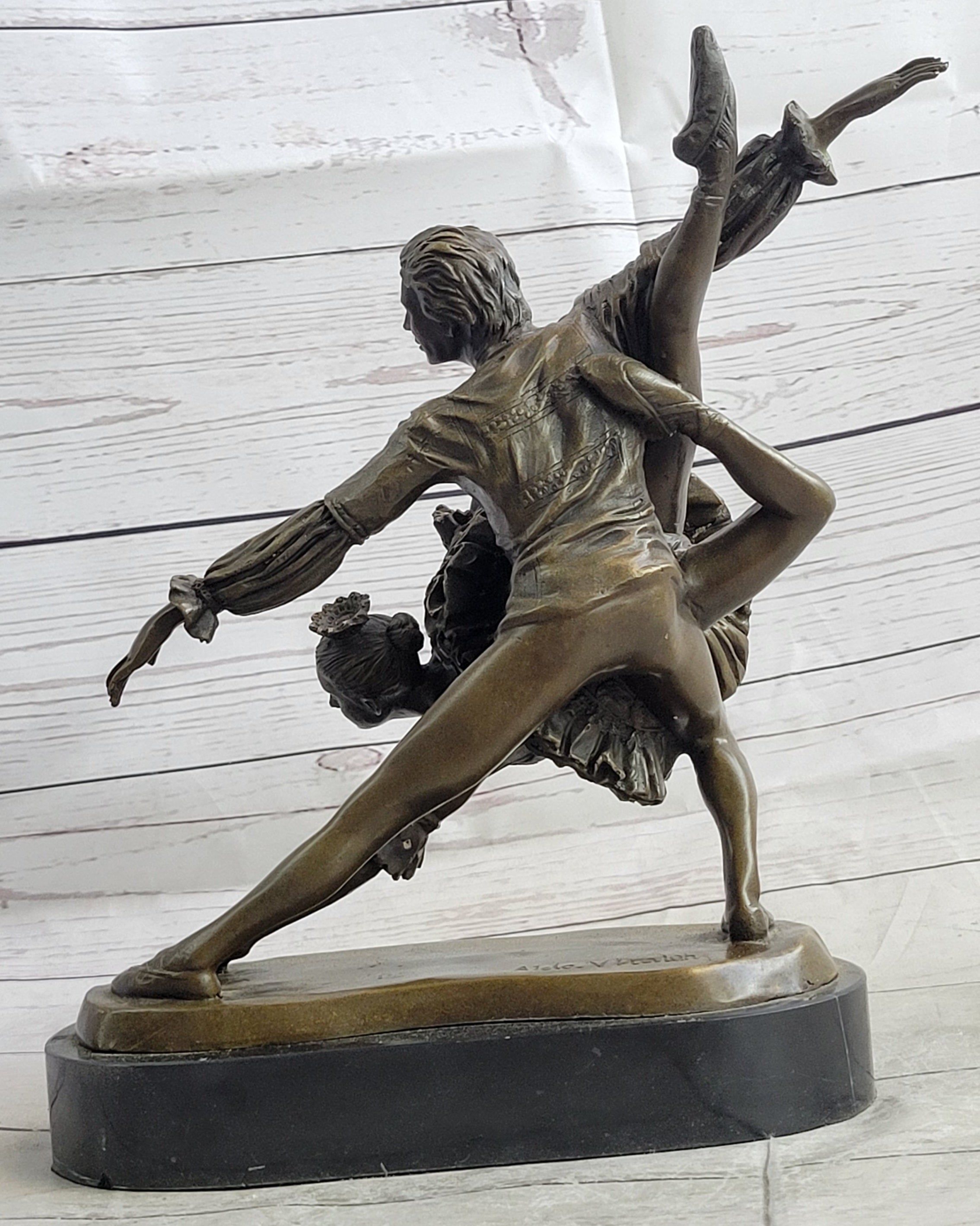Two Russian Ballerinas Bronze Sculpture by Aldo Vitaleh