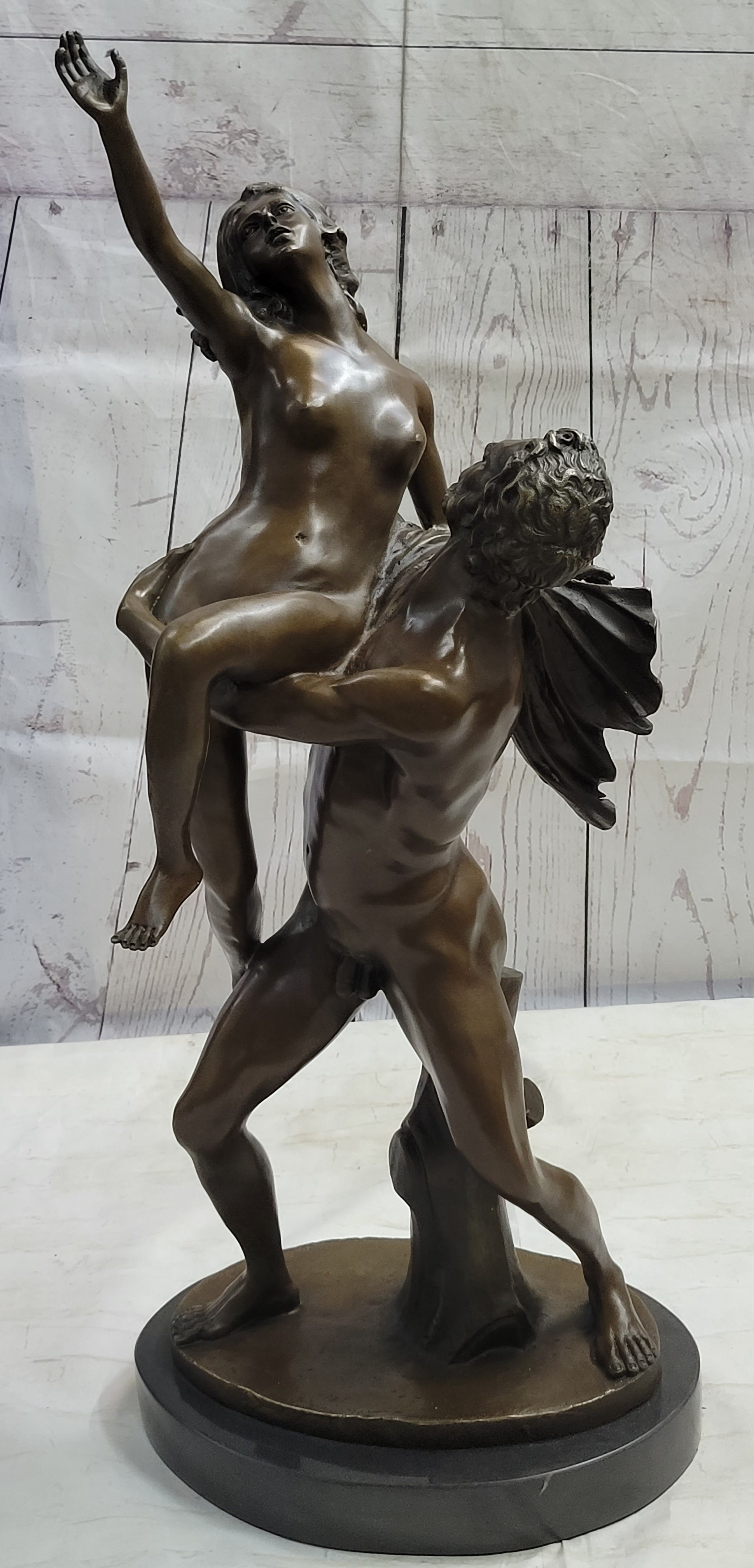 Nude Man Lifting Woman Bronze Sculpture Neoclassical Art 28" x 19"