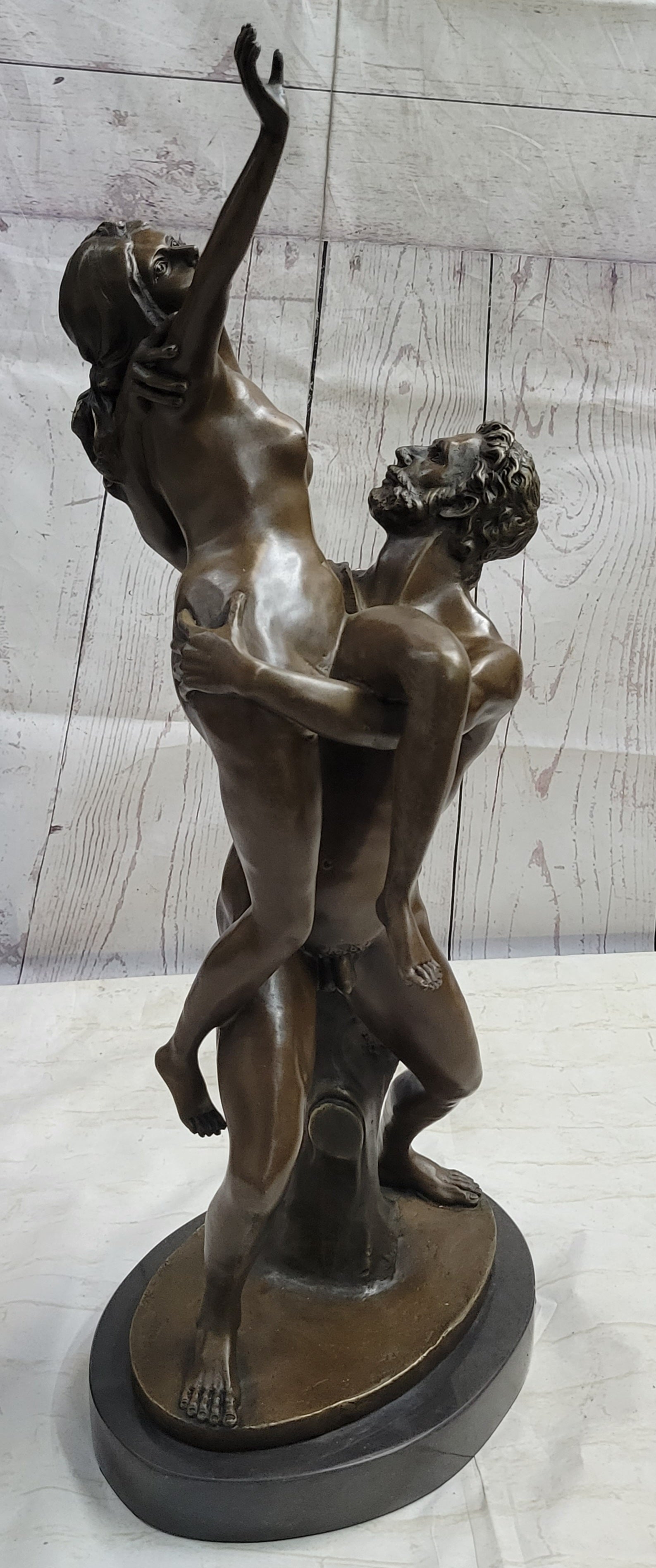 Nude Man Lifting Woman Bronze Sculpture Neoclassical Art 28" x 19"