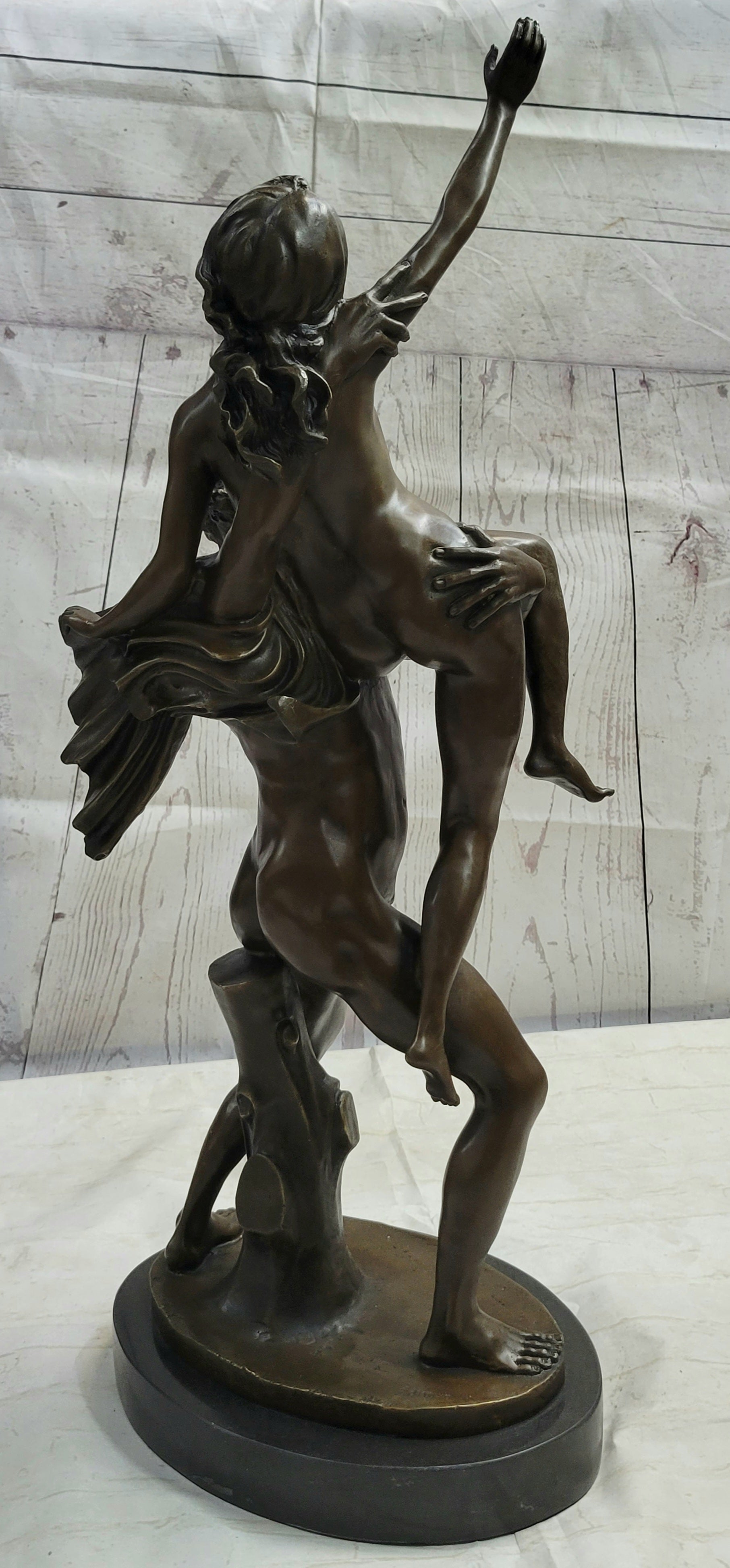 Nude Man Lifting Woman Bronze Sculpture Neoclassical Art 28" x 19"