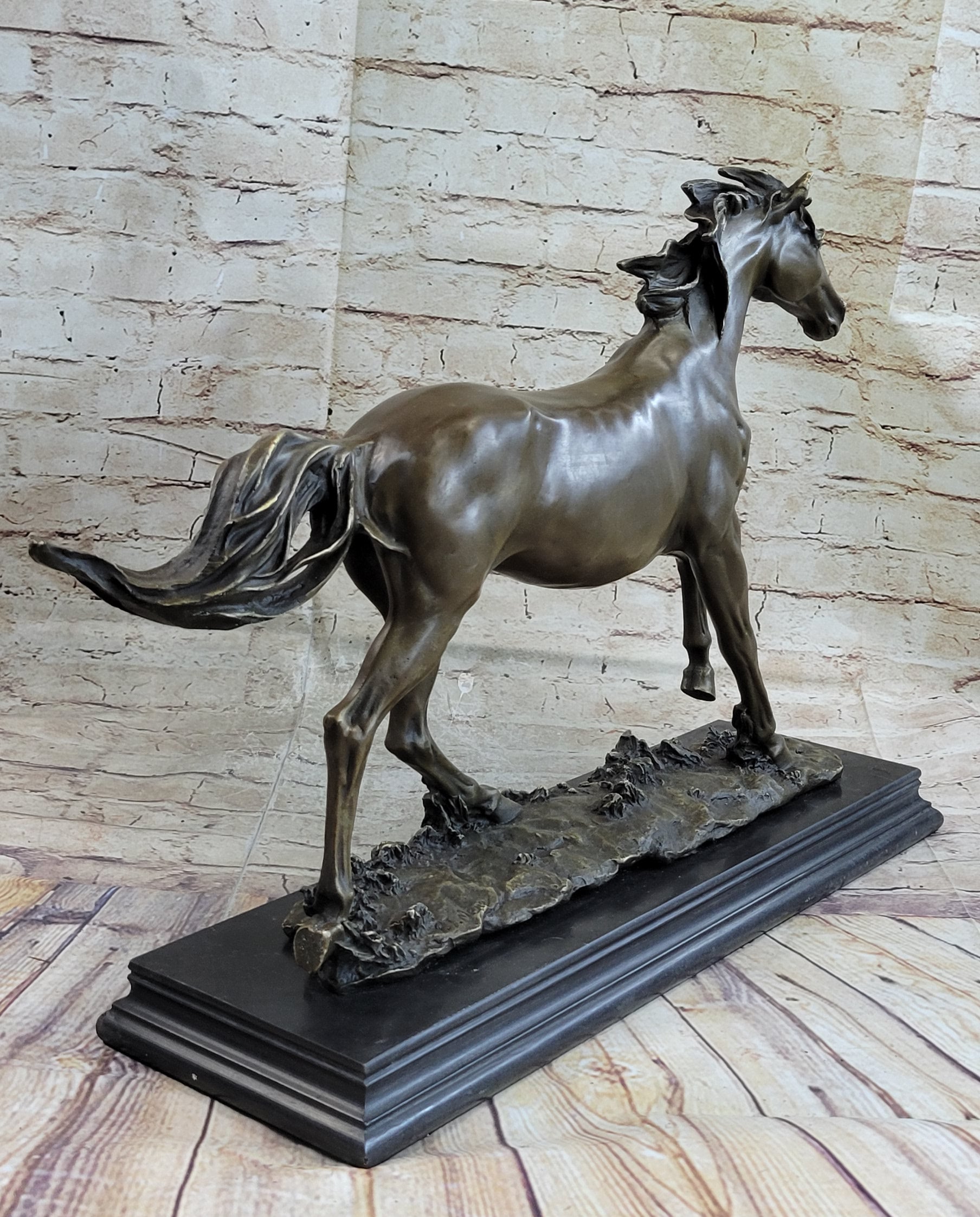 Galloping Horse Bronze Sculpture Equestrian Art PJ Mene 15" x 24"