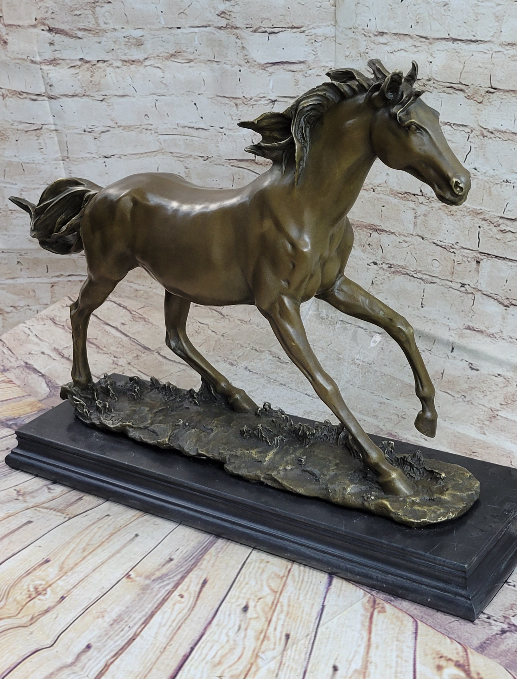 Galloping Horse Bronze Sculpture Equestrian Art PJ Mene 15" x 24"