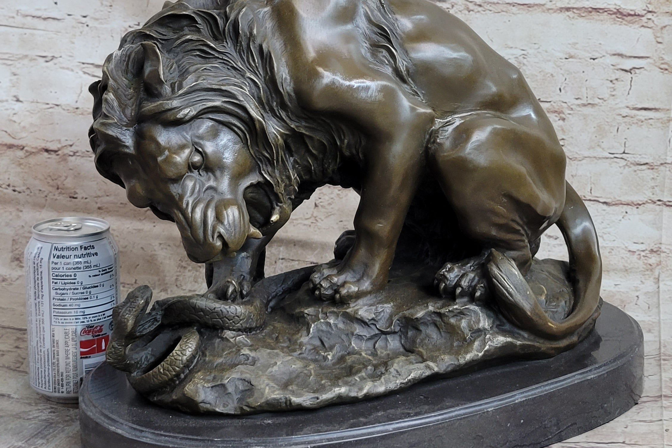 Lion vs. Snake Bronze Sculpture by Antoine Barye
