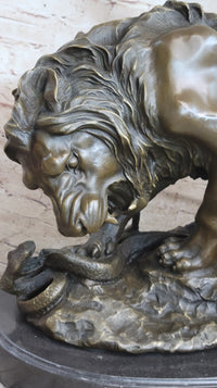 Lion vs. Snake Bronze Sculpture by Antoine Barye