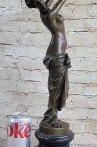 Signed Italian Vitaleh Nude Female Bronze Sculpture Art Deco
