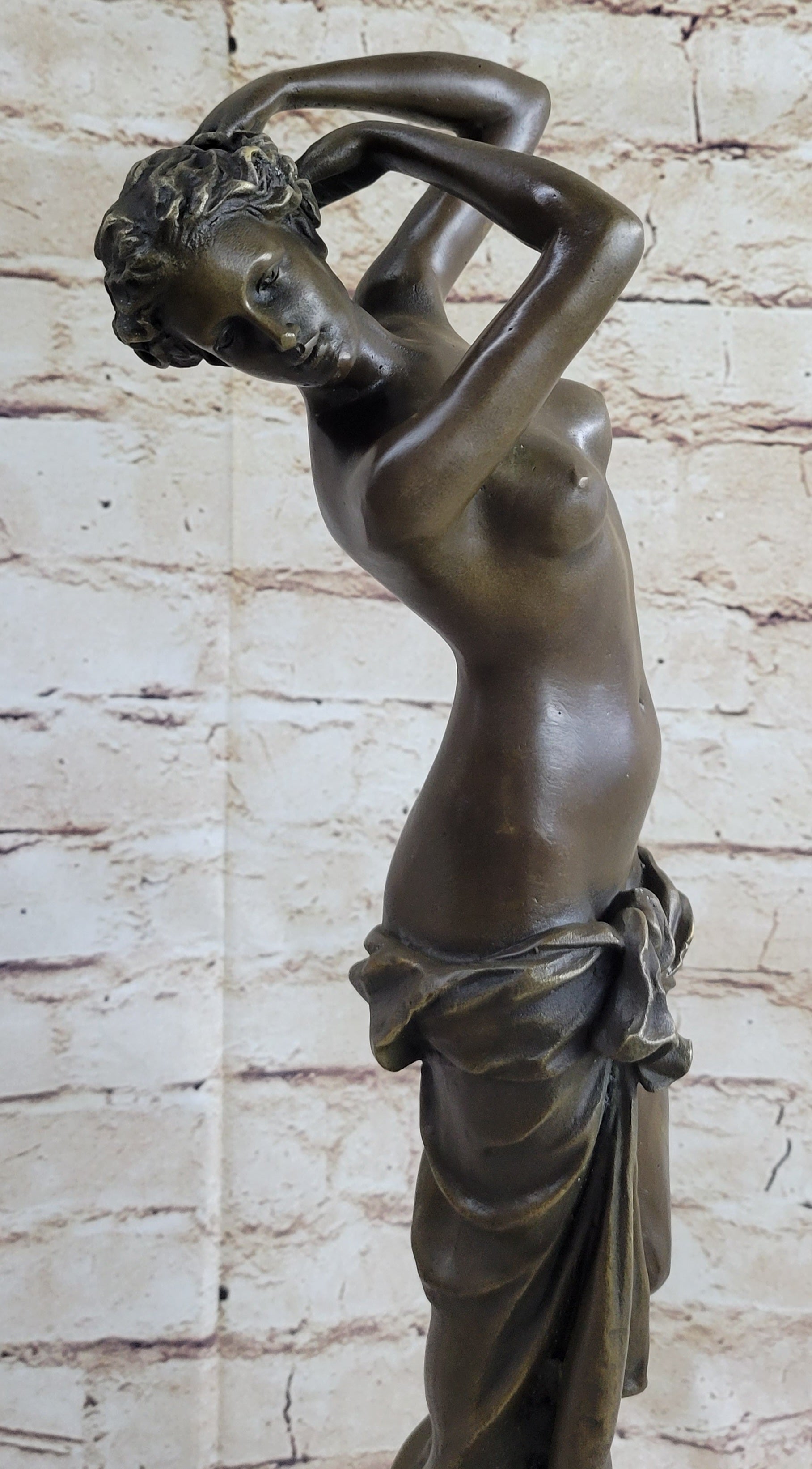 Signed Italian Vitaleh Nude Female Bronze Sculpture Art Deco